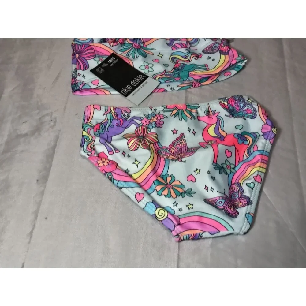 Okie Dokie Girls Size 18 Months Two Piece Magicorn Land Swimming Outfit